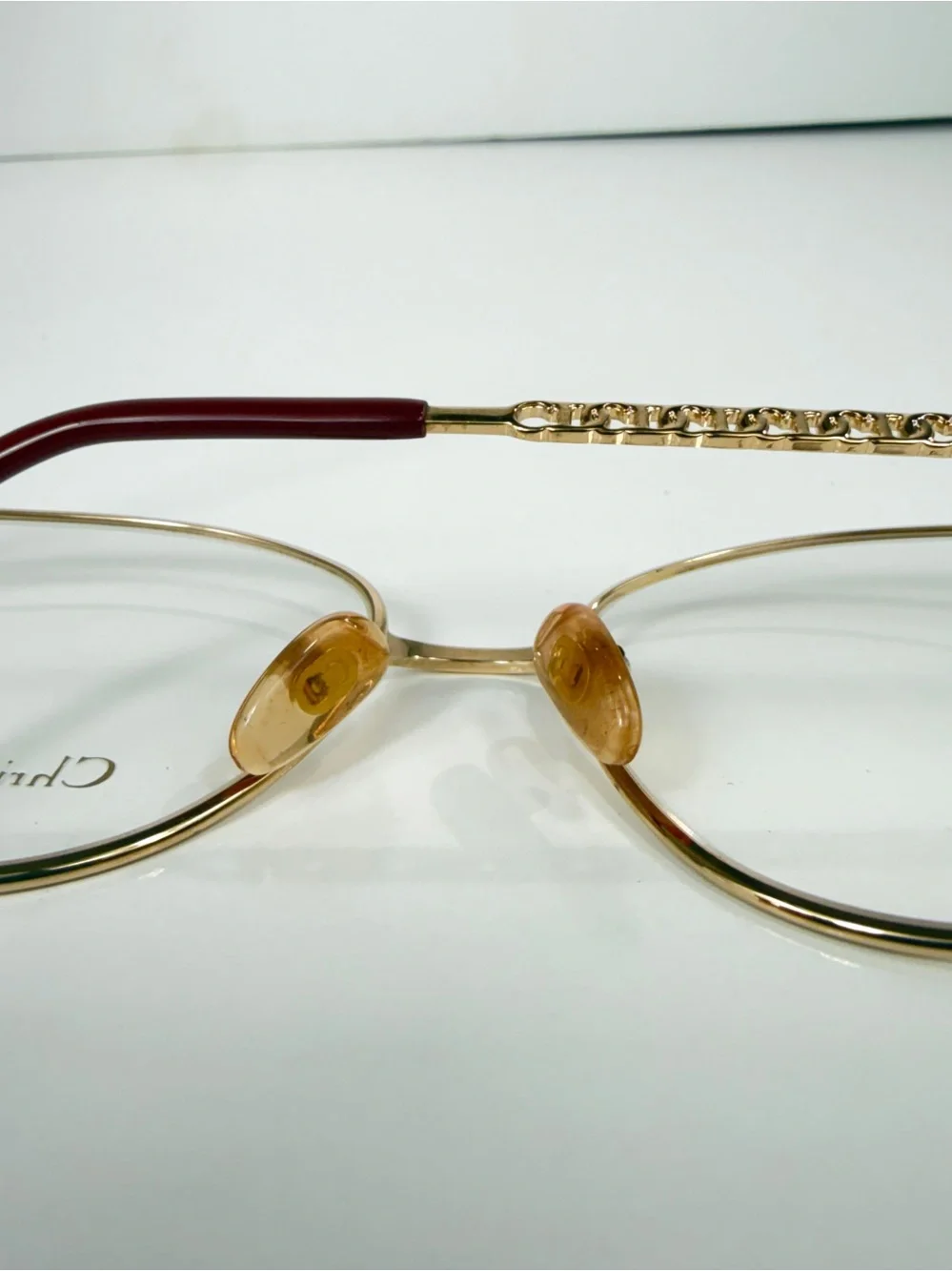 VTG Christian Dior CD 2045A 46F Gold Monogram Chain Link Frames Full VFC Set